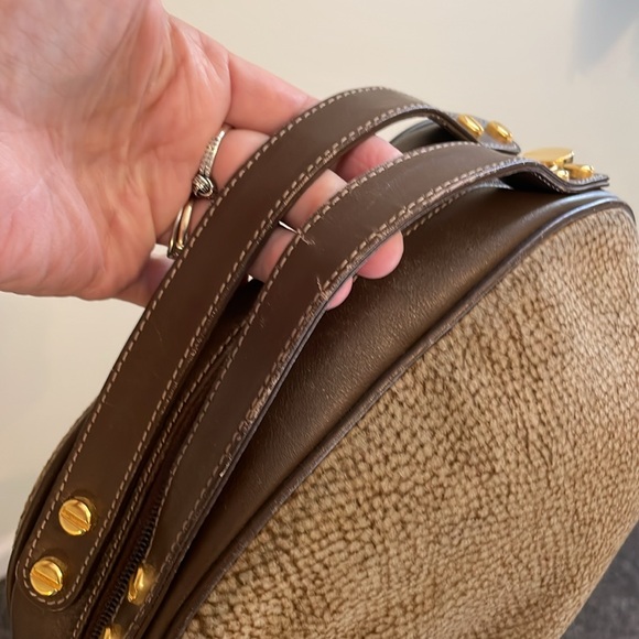 Borbonese Redwall Suede Textured Brown Dual Handle Satchel Bag EUC - Picture 16 of 16